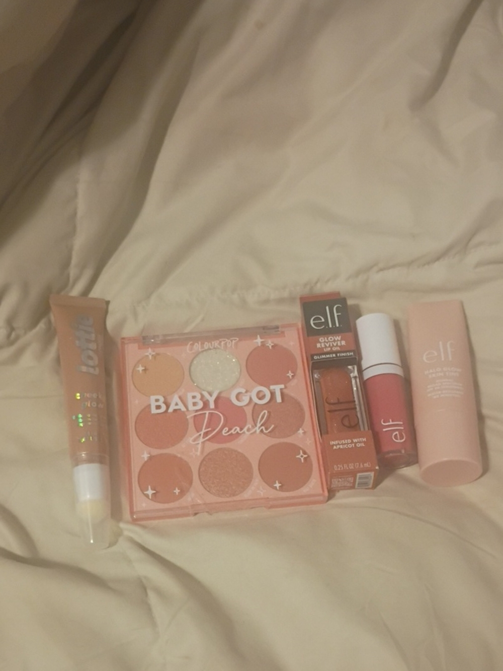 ColourPop Baby Got Peach Eyeshadow Palette & Peach-Toned ELF Lip Duo
